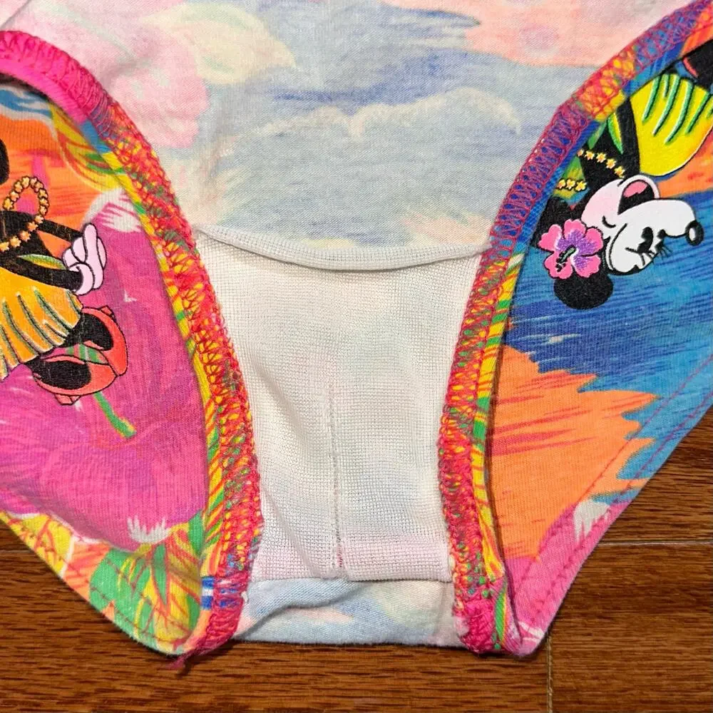 Vintage 90s Disney Girls Colorful Minnie Mouse Hula One Piece Swimsuit Size 10